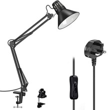 Desk Lamp, Metal Swing Arm Table Lamp, Clip on Light, E27 Lamp Holder, Classical Swing Arm Architect Lamp, Adjustable Desk Light for Office, Reading,