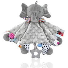 UNMOT Baby Comforters, Newborn Soft Touch Tag Blankets,Baby Sensory Toys 0-12months, Baby sleeping toy with Taggies Teether soft elephant security