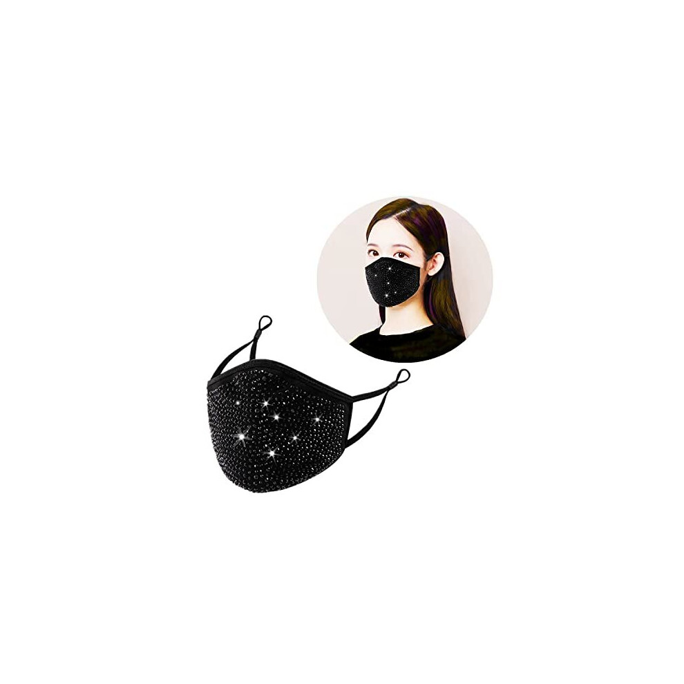 Sparkly Shinny Diamond Glitter Bling Face Masks,Rhinestone Brilliant Elastic Bandanas, Women Fashion Outdoor Dustproof,Rhinestone Face Covering for