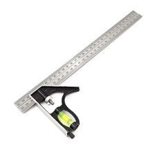 MAXPERKX 12-Inch Stainless Steel Combination Square Set - Adjustable Carpenters Square with Scribing Tool & Bubble Level (Used)
