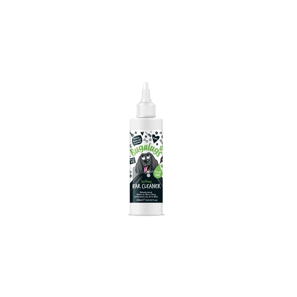 BUGALUGS Ear Cleaner, Dog & Cat Ear Cleaner Solution Softens & Removes Wax, Remedy For Ear Hygiene, Non-Toxic Dog & Cat Ear Drops, Alcohol-Free Stop