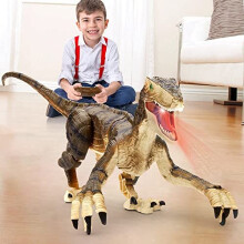 FRUSE Remote Control Dinosaur Toys for Boys,2.4Ghz Electronic Walking RC Dinosaur Robot w/ Sounds & LED Light,Realistic Jurassic Dino Raptor w/