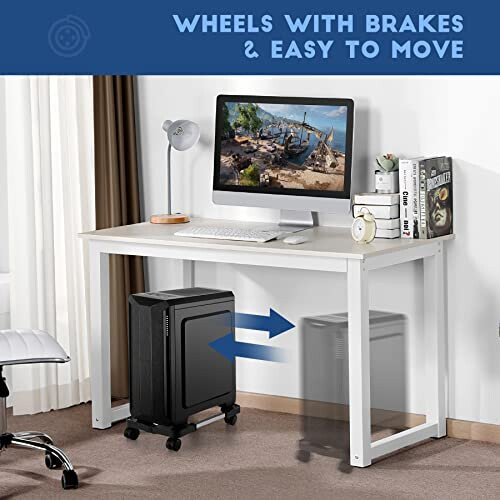 Hmseng Computer Tower Stand, Adjustable Mobile CPU Stand with 4 Rolling Caster Wheels, PC Tower Stand Fits Most PC Under Desk-Black 2