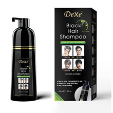 Dexe Black Hair Shampoo Instant Hair Blackening Dye for Men Women Black Color - Simple to Use - Lasts 30 Days - Fast Acting Natural Ingredients