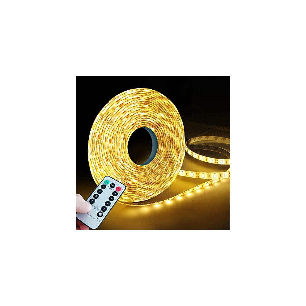 Homeleo 5M 150 Led Strip Lights Battery Powered, Outdoor Waterproof Warm LED Light Strip for Gazebo Coop Garden Kitchen Closet Cabinet Golf Cart