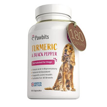 180 Turmeric for Dogs with Active Bioperine Black Pepper | Natural Premium Turmeric Curcumin Capsules suitable for Cats, Horses & Pets Powerful