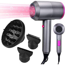 Professional 2000W Ionic Hair Dryer with Diffuser - 2 Speeds, 3 Heat Settings + Cool Shot, AC Motor, Low EMF, Home & Travel