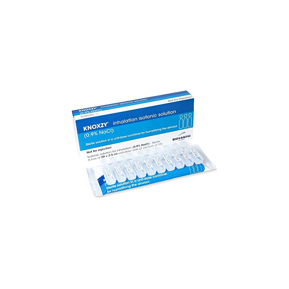 Knoxzy Sterile Isotonic Saline Solution 0.9% - Sodium Chloride Nacl - Inhalation Saline Solution For Humidifying The Airways – 20 X 2.5 Ml Unit Dose