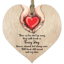 Those We Love Don't Go Away Hanging Wooden Heart Sign Plaque Thoughtful Gifts for Friends - Light Wood Hearts Signs, Friendship Plaques, Love Heart