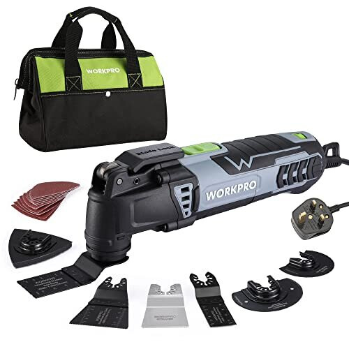 WORKPRO 300W Oscillating Multi-Tool, 7-Speed, 3 Oscillation, Quick-Change Blade System, 15-Piece Accessories Kit for Sanding/Cutting/Grinding