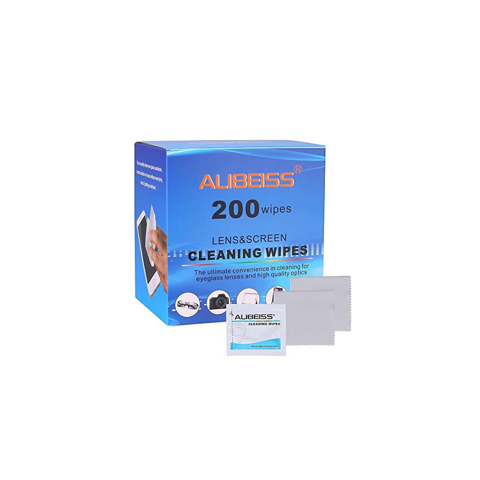 200 Pack Screen Wipes Individually Wrapped Lens Wipes Alibeiss Screen Cleaner Glasses Wipes for Monitor/Laptop/iPad/Phone/TV/PC/Keyboard
