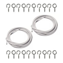 FERRIS | 2 Packs - 3 Metre Curtain Wire with set of 16 Hooks and 16 Eyes | Multi-Purpose Decoration Net Voile Curtain Wire Cable | Strong, Durable and