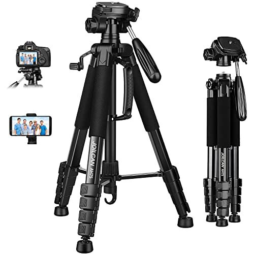 JOILCAN Camera Tripod for Canon Nikon, 74" Lightweight DSLR Tripod Camera Stand with Detachable Head and Universal Phone Mount, Reinforced