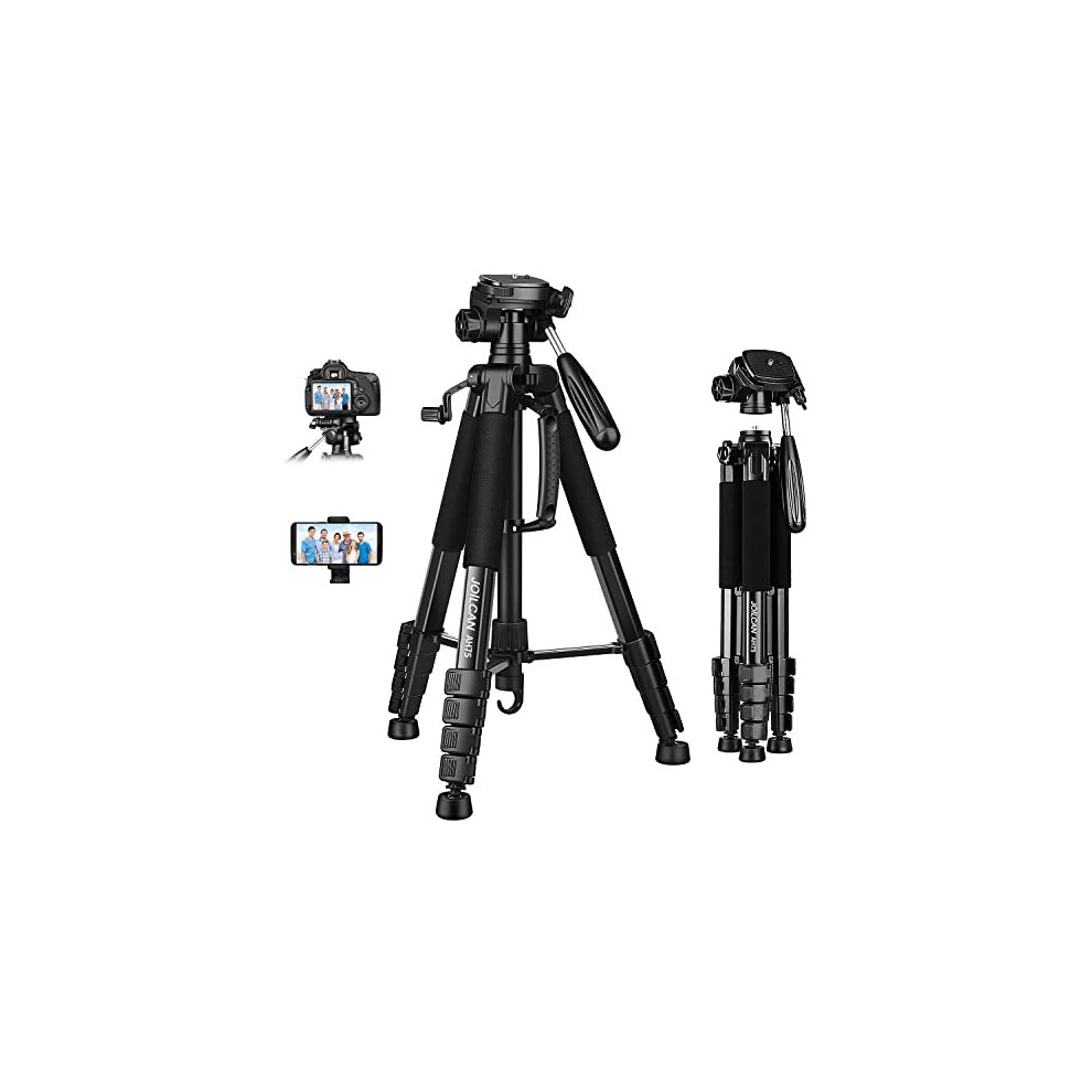 JOILCAN Camera Tripod for Canon Nikon, 74&quot Lightweight DSLR Tripod Camera Stand with Detachable Head and Universal Phone Mount, Reinforced