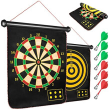 Sided Magnet Dart Board Set Powerful Double 17'' - 6 Magnet Darts Double Sided Design for Kid and Adults Dartboard Game Party and Gifts | Indoor