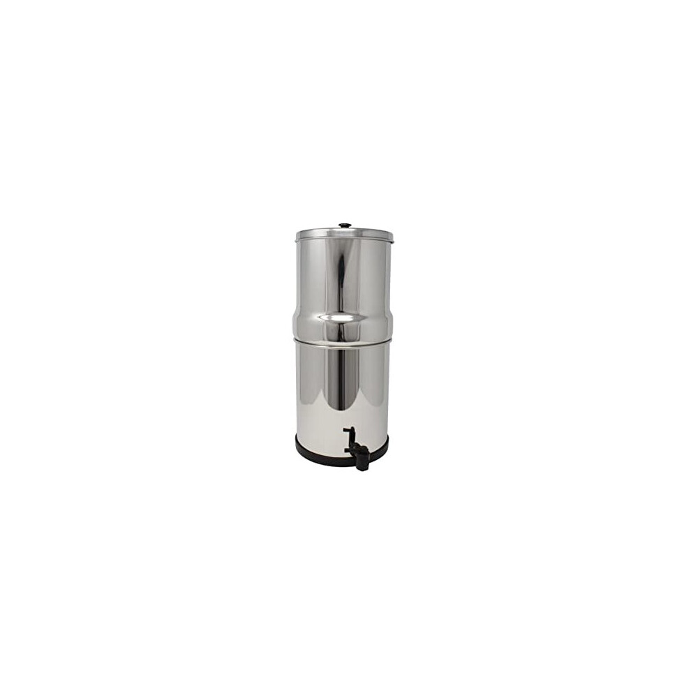 British Berkefeld Stainless Steel Gravity Water Filter Housing with 2 x Ultra Sterasyl Ceramic Water Filter Candles 7 inch, Silver (12L Capacity)