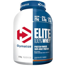 Dymatize Elite 100% Whey Chocolate Fudge 2170g - High Protein Low Sugar Powder + Whey Protein and BCAAs, White
