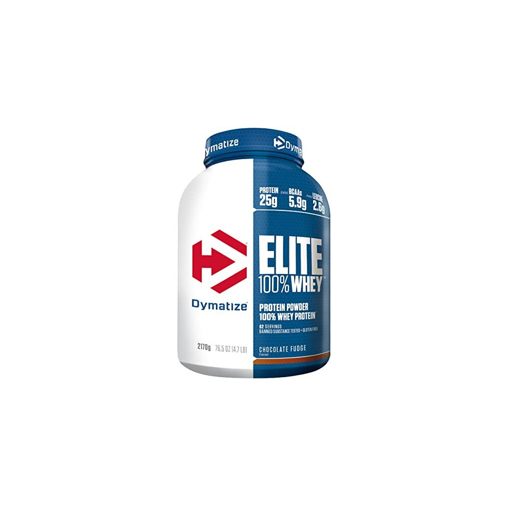 Dymatize Elite 100% Whey Chocolate Fudge 2170g - High Protein Low Sugar Powder + Whey Protein and BCAAs, White