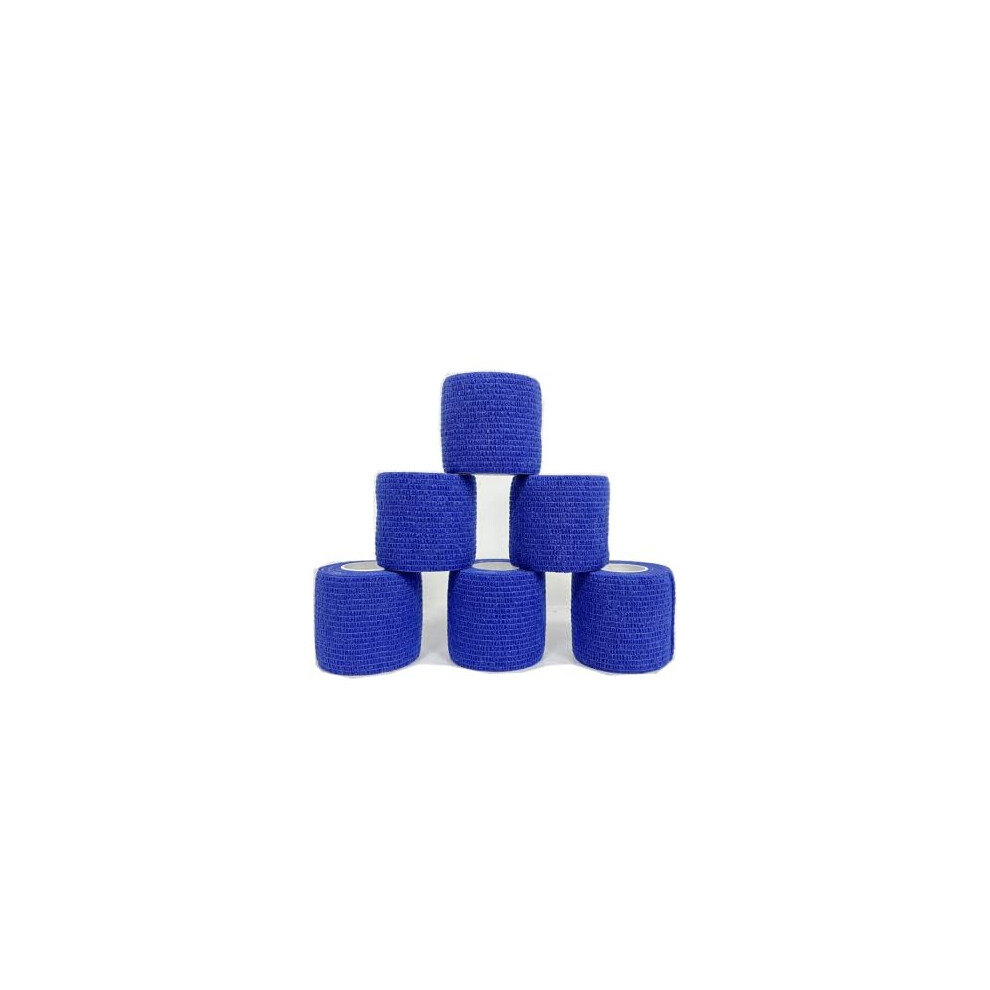 Himtop Blue Cohesive Bandage, Self Adherent Cohesive Bandages 5Cm X 4.5 Meters - Pack Of 6Pcs,For Wrist Ankle Sprains & Swelling.