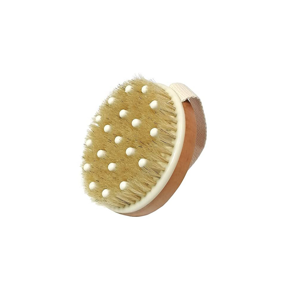 Huayingmei Dry Body Brush, Natural Bristle Bath Brush, ,Body Brush Lymphatic Drainage, Exfoliate, Stimulate Blood Circulation, Remove Dead Skin Toxins And