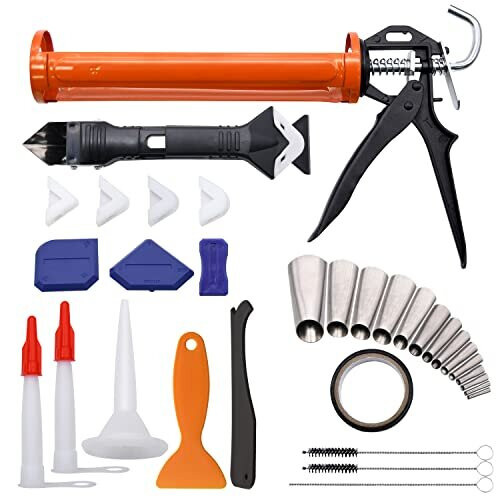Caulking Gun Kit, 33pcs Caulking Gun Kit, 1/10 Gallon Hand Caulking Gun