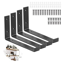 4 Pcs Heavy Duty Shelf Brackets, 9 inch Black Shelf Brackets Scaffold Shelf Brackets for Scaffold Board Shelving, Rustic Wall Mounted Shelve Brackets