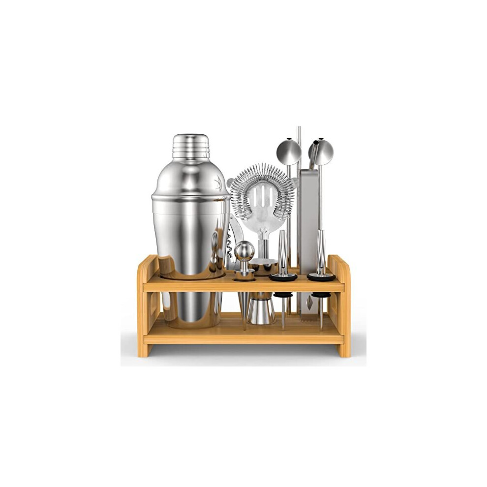Vinsani 15 Pieces Cocktail Shaker Set Premium Stainless Bartender Mixing Accessories Kit Professional Bartending and Home Bar Tools Alcohol Cocktails