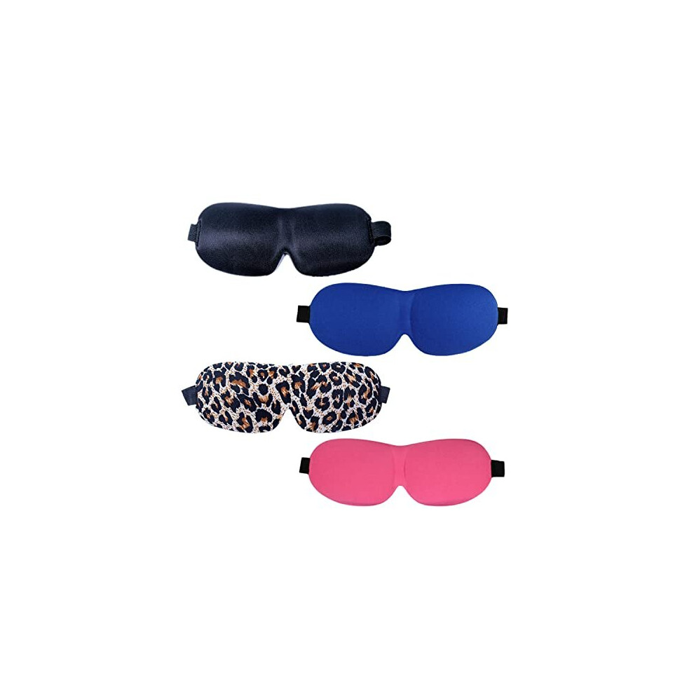 VIKSAUN 4 Pack Blackout Sleep & Eye Mask, 3D Contoured Design for Deep Sleeping, Sleeping Mask for Travel, Nap, Yoga, Straps for Comfort &