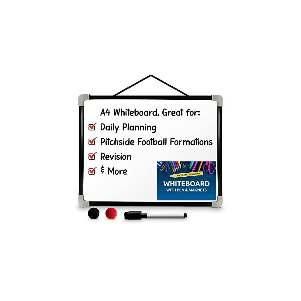 SOL Magnetic Whiteboard A4 with Pen | 29 x 24cm Small Whiteboard Dry Wipe Board | Portable Mini Whiteboard | Small White Board for Kids | A4