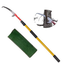 Telescopic Tree Pruner 14 Foot Pole Saw Extendable Long Reach Tree Pruning Saw Tree Loppers with 2-Foot Saw Blade for Pruning and Trimming Branches