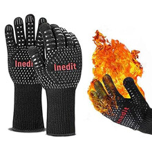Inedit Heat Proof Gloves - Oven Gloves - Extreme Heat And Fire Resistant (Up to 800C / 1472F) - BBQ/Fireplace/Stove/Grill/Hot Pot/Welding Gloves