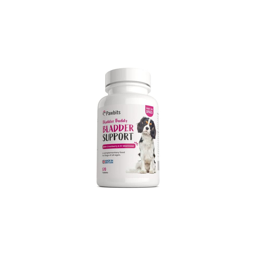 Pawbits 120 Bladder Buddy Support Tablets For Dogs - Dog Uti Treatment Food Supplements With Cranberry And D-Mannose To Support Kidney & Urinary