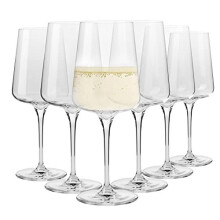KROSNO White and Sparkling Large Wine Glasses Drinking | 6 Pieces Set | Elegant | Cocktail Crystal Set Wedding Gift | Lead-Free Glass | Perfect for
