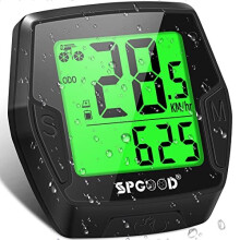 SPGOOD Bike Computer Wireless 21 Functions Waterproof with Backlit Display,Automatic Start/Stop & Automatic Storage Bike Speedometer,Black Bicycle