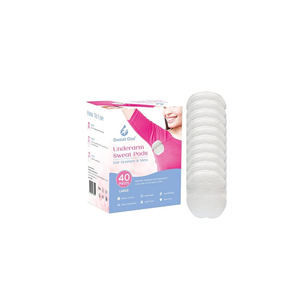 Sweat Gos Underarm Sweat Pads - Armpit Sweat Pads Disposable, Odour Free & Ultrathin & Invisible - Comfortable Super Absorbent Pad - Self Adhesive