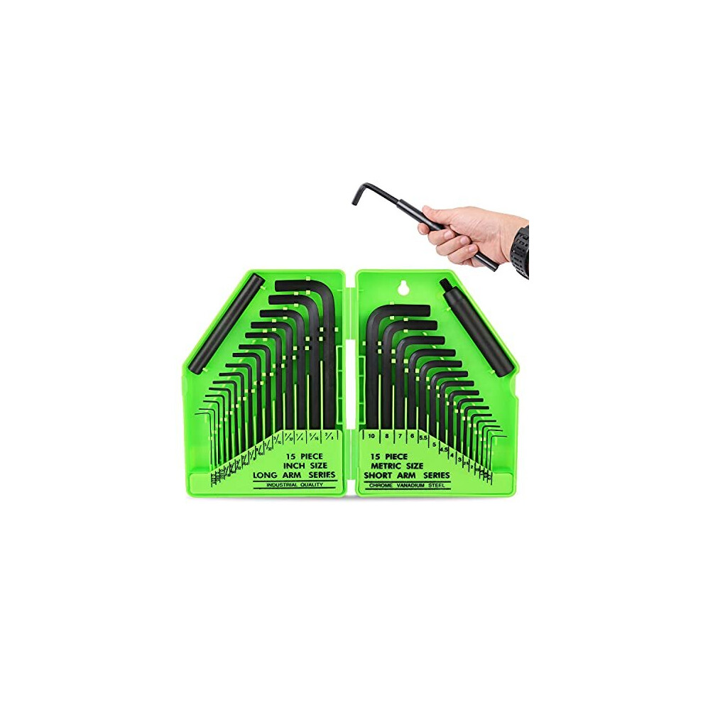 Swanlake 32Pcs Hex Key Set, Allen Wrench Set Inch/Metric Mm(0.7Mm-10Mm) Sae(0.028"-3/8) 791405056098