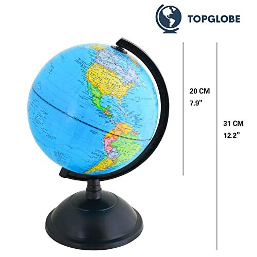 TOPGLOBE Educational World Globe 20cm Swivel Rotating Desk Top Globe - Diameter 20cm (Engish) 1