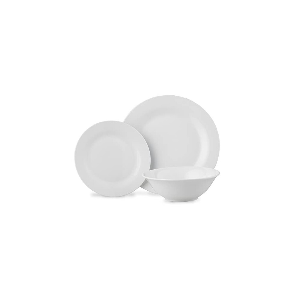 Lewis's 12 Piece Arctic Plate Set / Plate and Bowl Sets / 4X Dinner Plates, 4X Side Plates, 4X Bowls / White Dinner Plates, Microwave/Dishwasher Safe