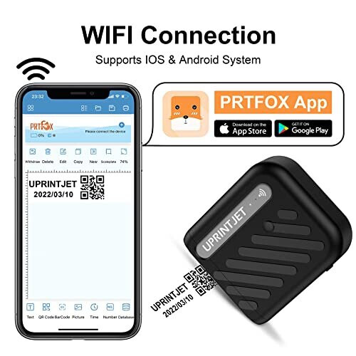 UPRINTJET B10 Mini Handheld Inkjet Printer, Portable Handheld Printer Compatible with iOS/Android, Small Hand Printer Inkjet Coder for Production 2