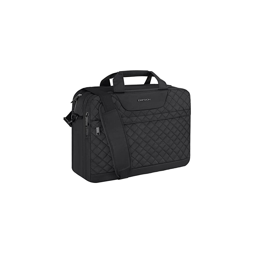 Empsign Borsa A Tracolla Porta Pc Uomo, Cartella Lavoro 17 Pollici Impermeabile Computer Portatile, Messenger Valigetta Portadocumenti Per Ufficio, Università, Scuola, Nero-image