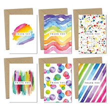 Giftinghouse 24/48 thank you cards - watercolour design - thank you cards multipack with envelopes - greeting cards for wedding, kids - Fully