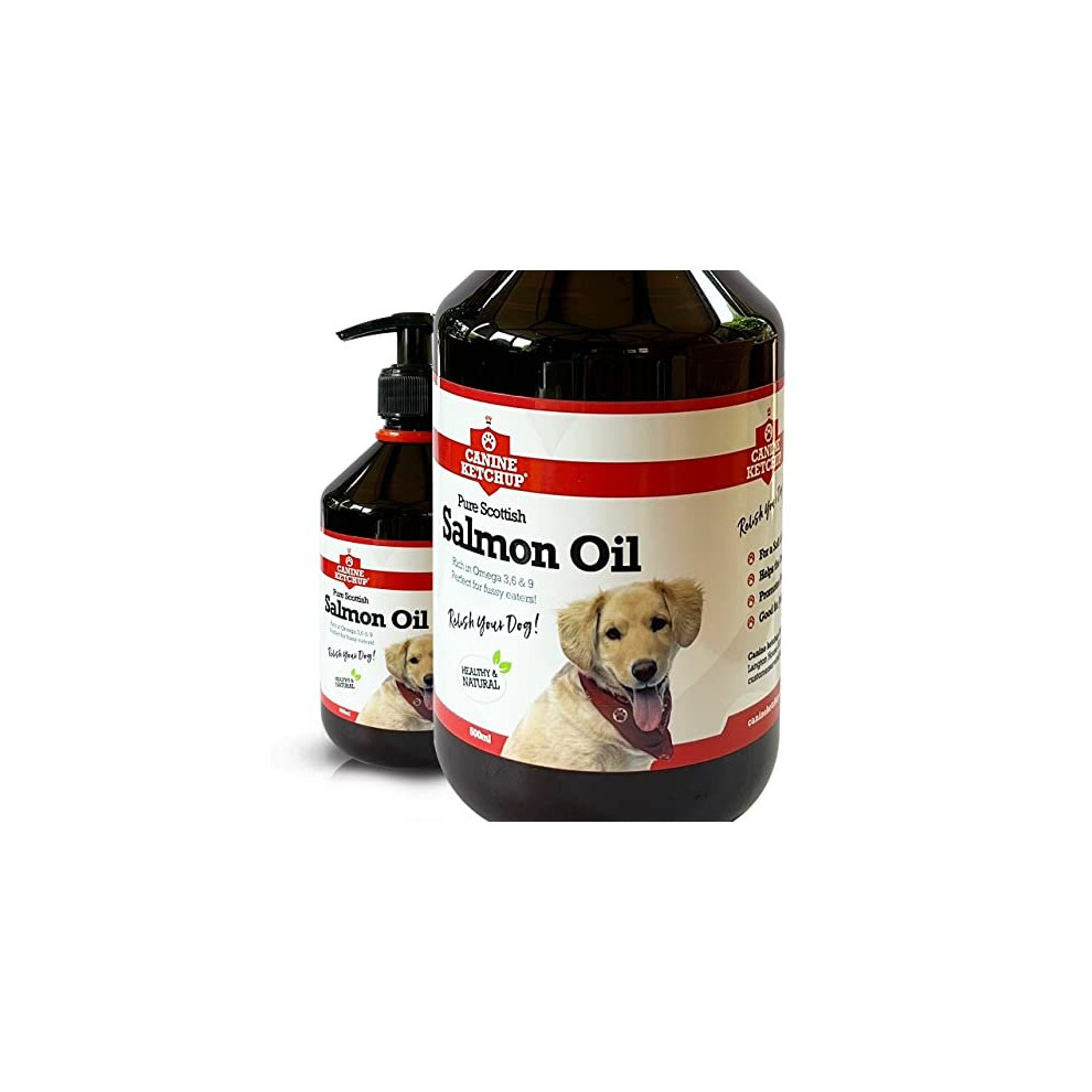 Canine Ketchup Salmon 500Ml - Pure Scottish Oil For Your Dog - 100% Pure Natural Omega 3, 6 & 9 Fish Oil Food - Tasty Supplements For Dogs