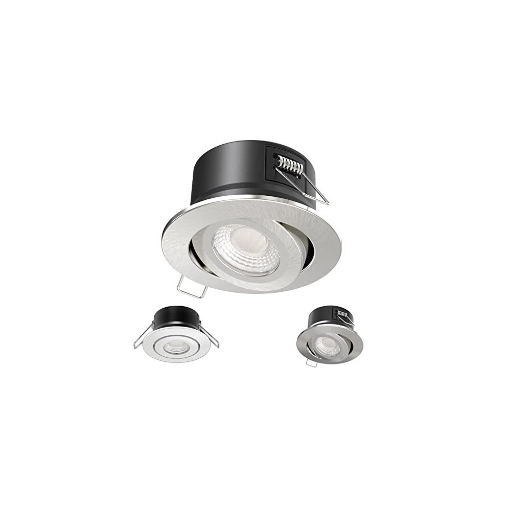 Bright Source Tilt All in One Switchable Wattage 8w/10 LED Downlight - 3 Light Colour Temperatures - 3000k 4000k 6000k - 3 Bezels IP65 Warm White Cool