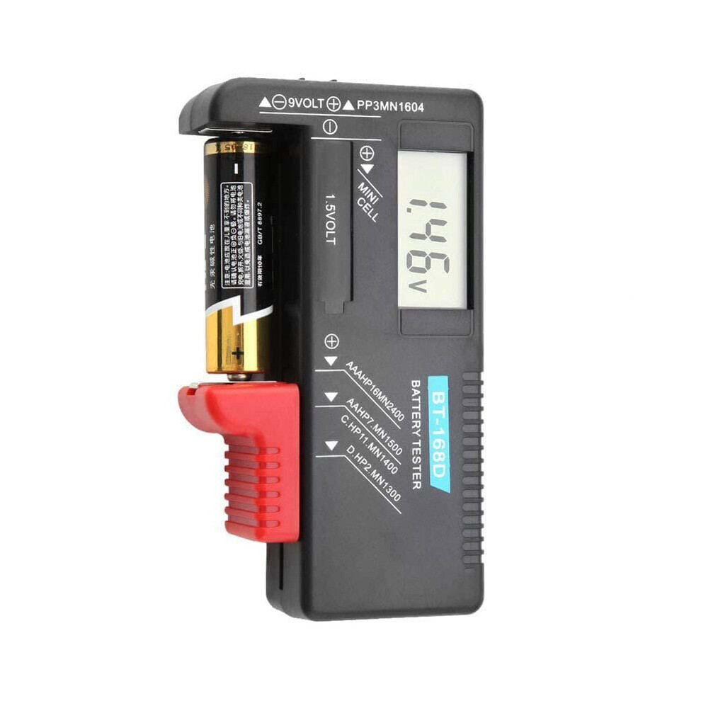 Nartel LCD Digital Battery Tester Volt Checker Multi Size for AA AAA C D 9V 1.5V Button Cell Batteries (Requires No Battery to Operate)