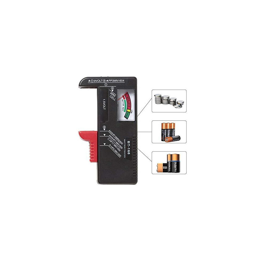 Nartel Analogue Battery Tester Multi Size Battery Checker for AA AAA C D 9V 1.5V Button Cell Batteries (Requires No Battery for Operation)