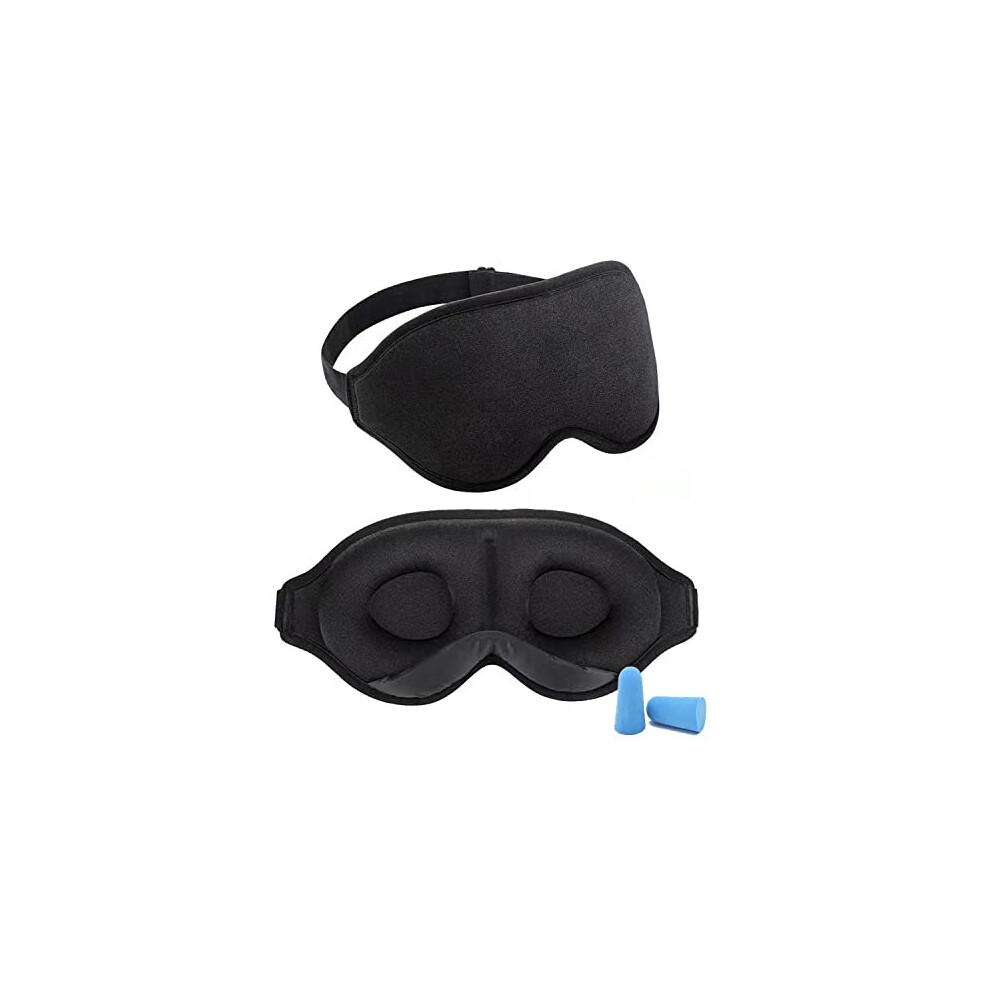 Eye Mask for Sleeping, 3D Sleep Eye Mask 100% Blackout Eye Mask Soft Eyelash Sleep Mask with Adjustable Strap Ear Plugs for Women Men Travel Plane