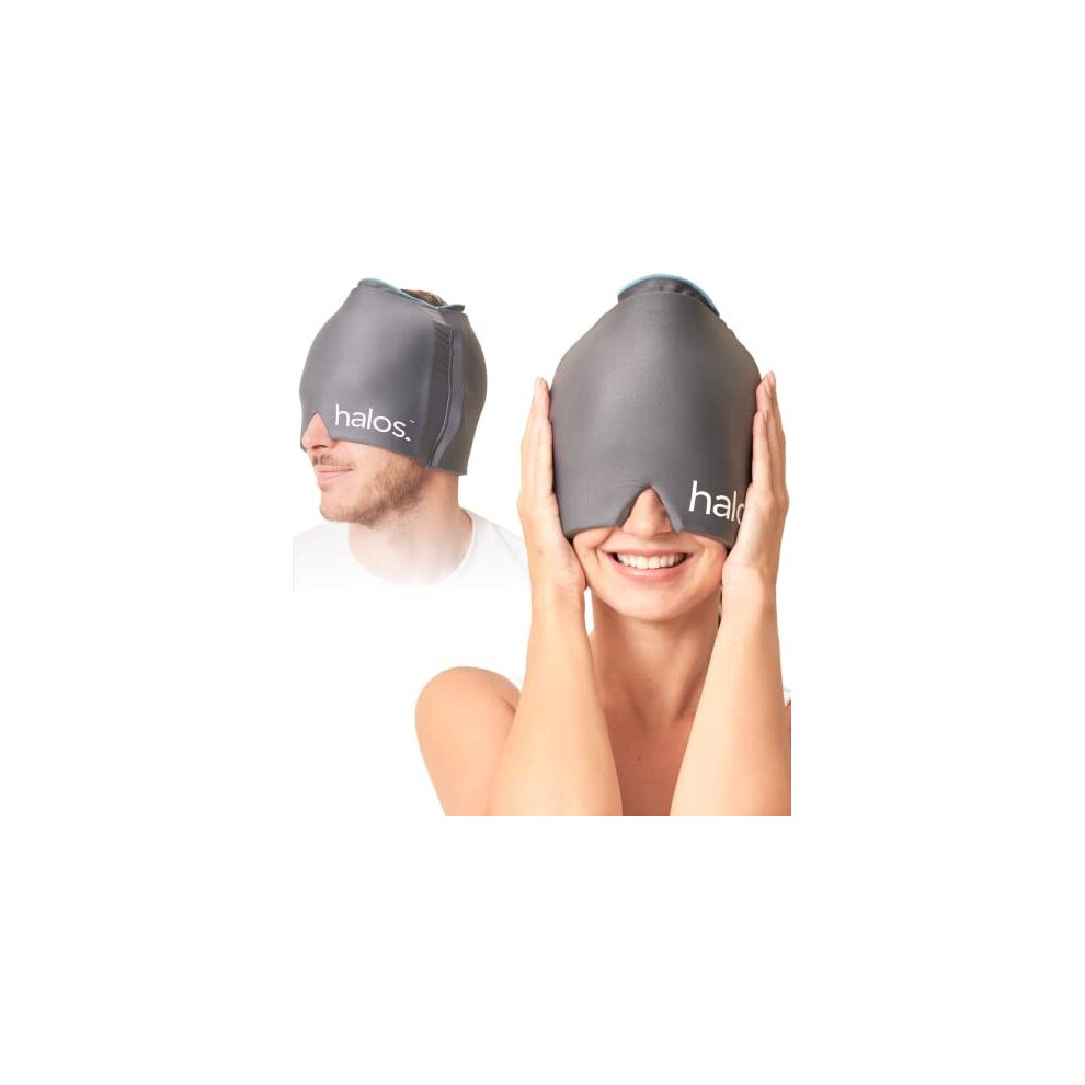 Hm Halo Mask Halos Migraine Relief Cap - Wearable Ice Pack Cold Wrap Hat -Reusable Cold Therapy Headache Cap & Migraine Cap, For Tension Headache Relief And Sinus