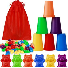 Counting Rainbow Bears with Matching Sorting Cups,67Pcs Montessori Counting Toy Bears for Kids,Educational Sorting Toys,Counting Sorting Color