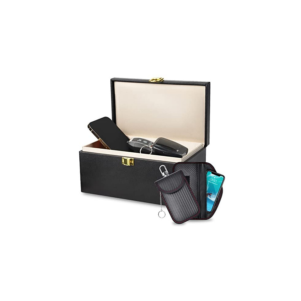 Samfolk Faraday Box And Pouch 2 Pack, Keyless Entry Car Key Safe Protector,Rfid Anti-Theft Signal Blocking Cages 6914710948900