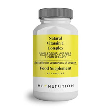 Hey Nutrition Natural Vitamin C 250mg Complex from Rosehip, Acerola, Blackcurrant, Gauva & Pomegranate - Immune Function, Stress, Metabolic Health, &